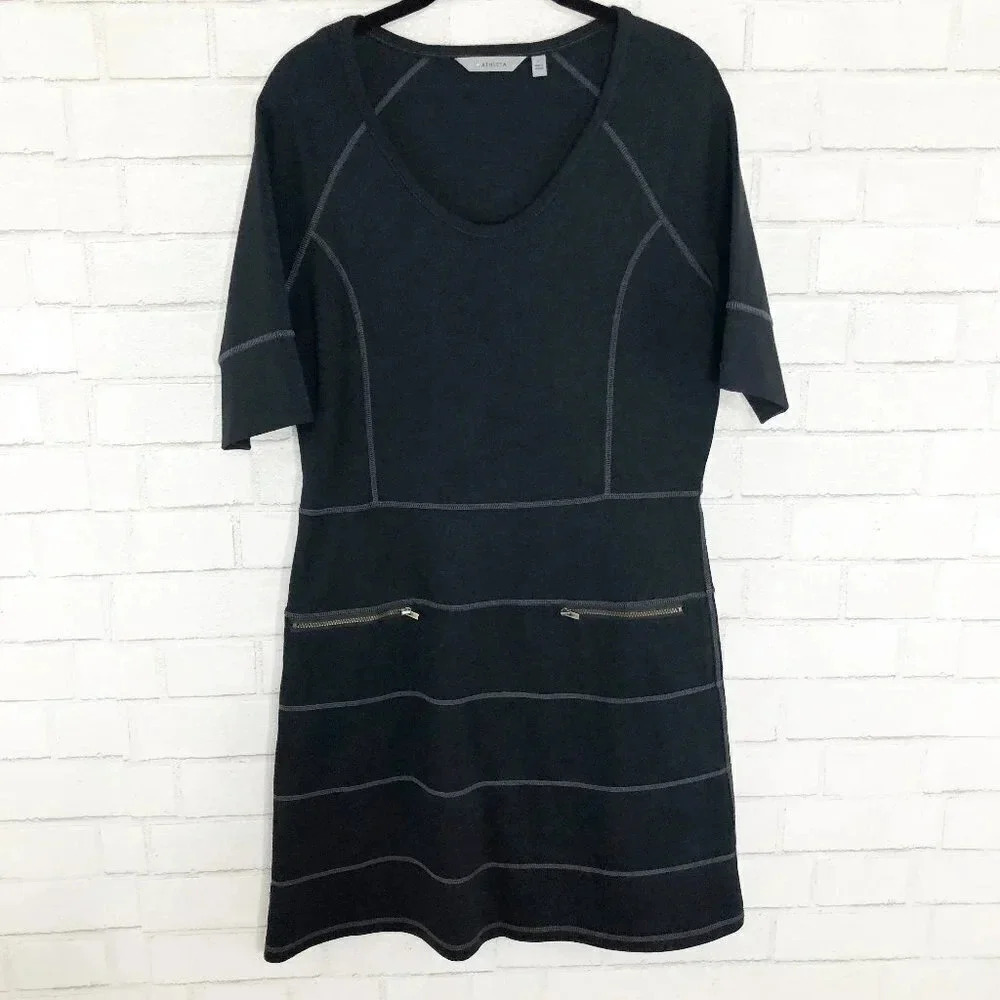 Athleta Black & Gray A Line Dress with Pockets Women's Size Medium